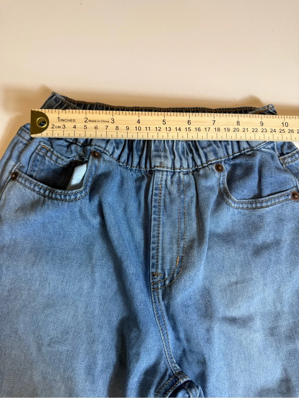 GAP Kids Barrel Jeans L 10 Slim Medium Wash Elastic Waist 100% Cotton